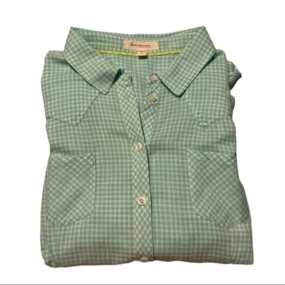 TWO BY VINCE CAMUTO 100% COTTON GINGHAM BUTTON DOWN TOP SIZE L (GUC) - Picture 2 of 8